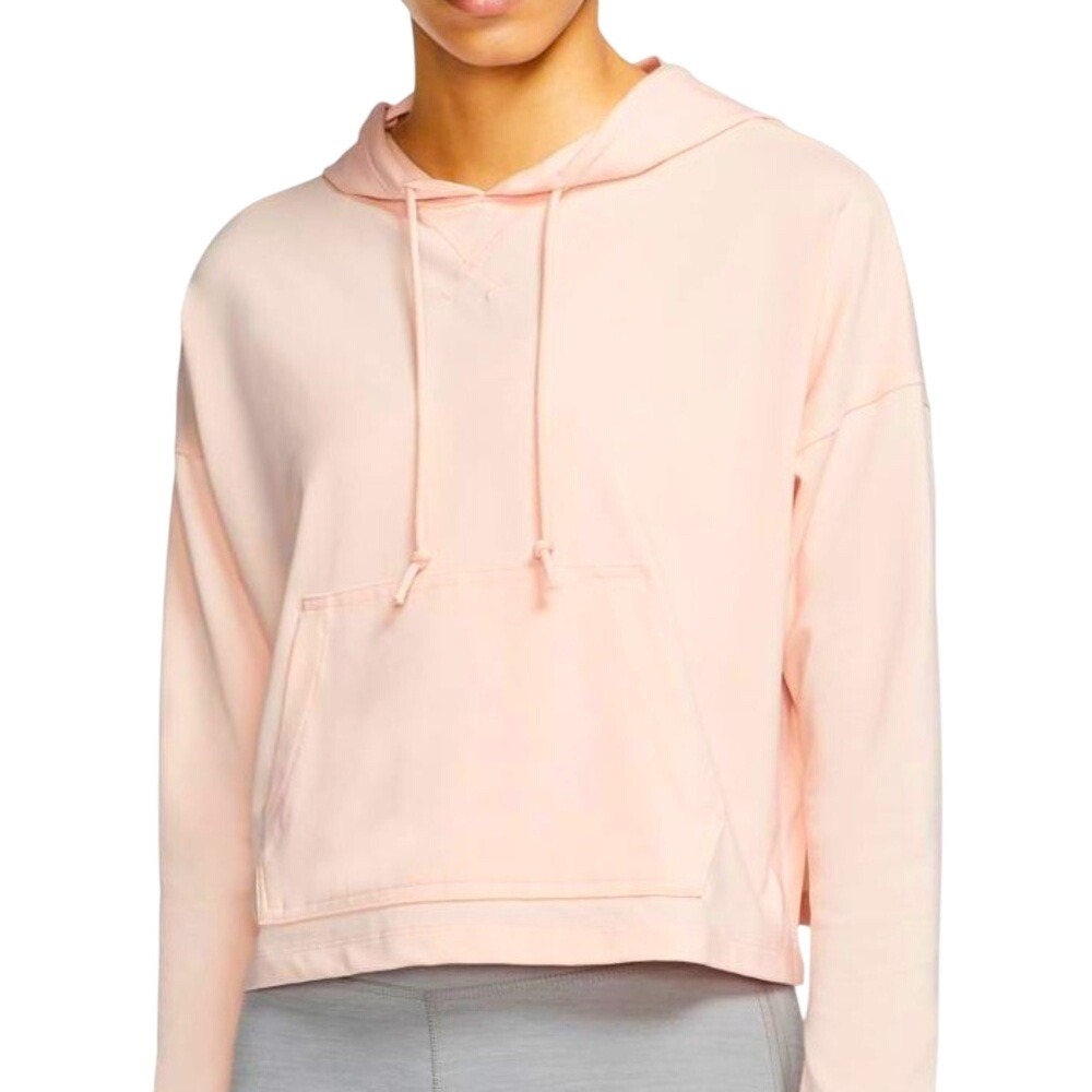 Nike Yoga Dri-FIT Womens Size XL Cropped Hoodie Peach‎ Pink Pullover CU5317-606